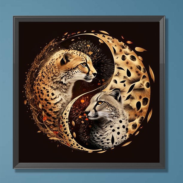 Cuadros Decorativos 5D bricolaje ronda completa taladro diamante pintura leopardo Kit arte decoración del hogar (A7198) Wdftyju embutido en tela
