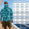 thumbnail image 6 of SEANATIVE Men's Sun Hoodie for Fishing, Long Sleeve Shirt UV Protection Cooling Full Coverage Fishing Pullover Top with Built-in Face Mask Neck Gaiter, 3XL, Teal Camouflage, 6 of 7