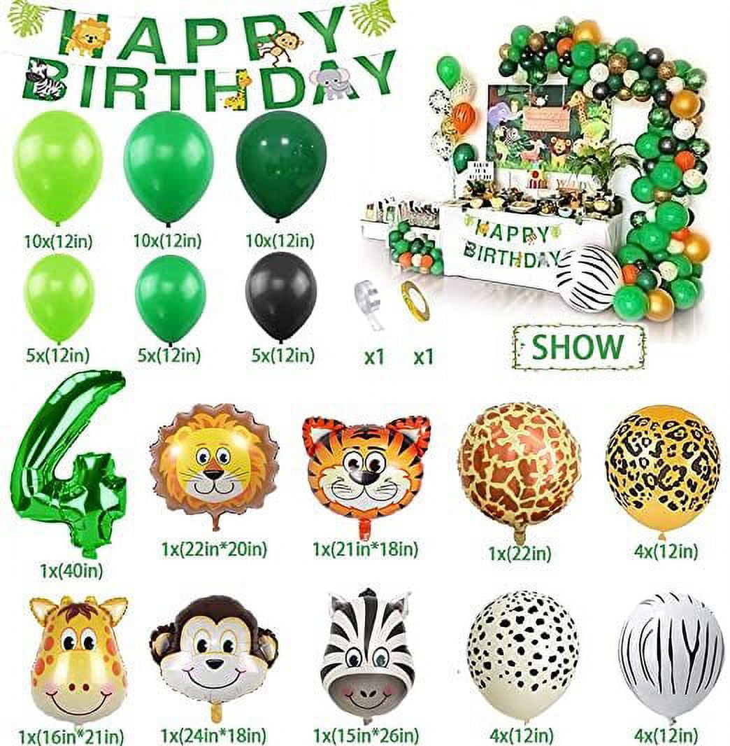 MMTX Jungle 4th Birthday Decoration, Safari Party Decoration Jungle Forest  Animal Balloons Arch for Wild One Baby Boy Birthday Baby Shower 