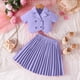 thumbnail image 4 of Conjunto de falda y top para niña, conjunto de dos piezas con falda plisada, top de manga corta y media falda para niño, ropa de abrigo y falda, ropa infantil, top de poliéster para niño, 4 of 6