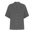 thumbnail image 6 of CHUMUD Women Short Sleeve Tops Button Down Shirts Loose Collared V Neck Tunics Summer Work Casual Business Blouses, 6 of 6