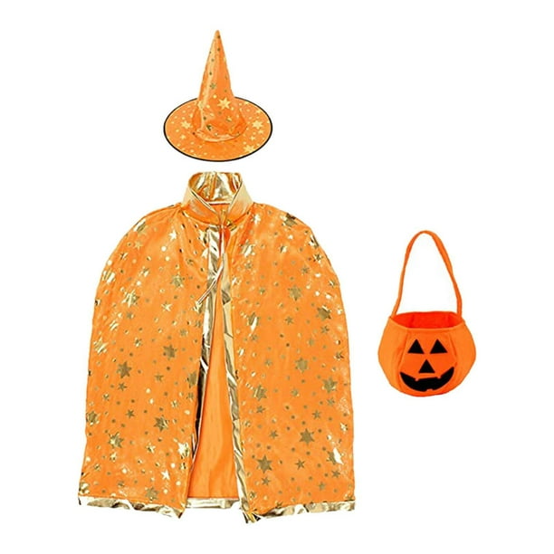 Conjunto disfraz Halloween Yinane Capa Mago Naranja
