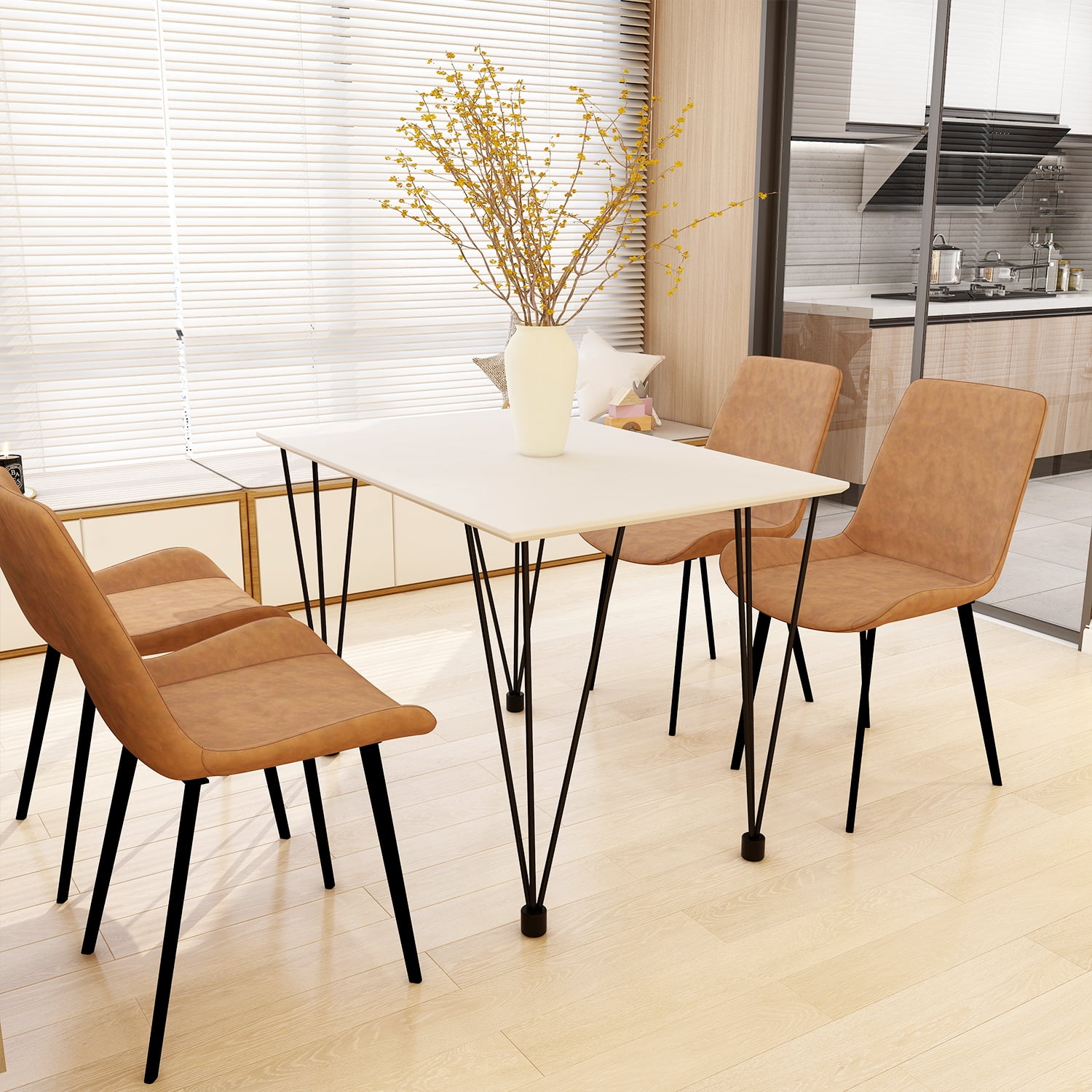 Yangming White Dining Table, Modern Dining Table for Living Room, 43