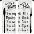 thumbnail image 2 of Kitchen Rules Curtains 27.5W X 39L Inch 2 Panels Rod Pocket Rustic Farmhouse Funny Vintage Modern Small Short Cafe Curtains Wood Inspirational Window Drapes Treatment Bathroom Home Decor, 2 of 6