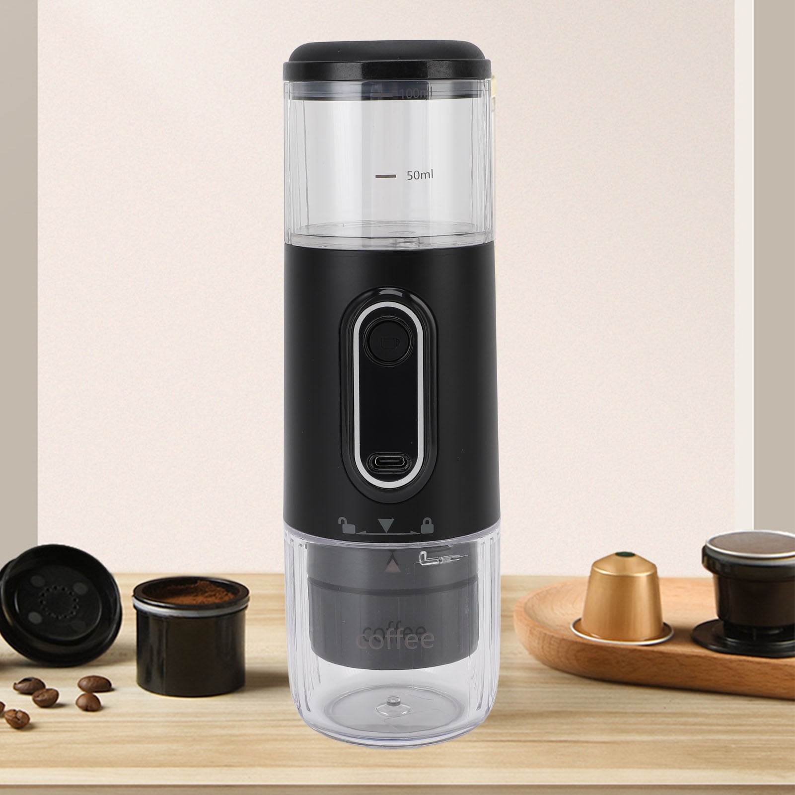 Machine à Café Portable 3 en 1 Expresso Autochauffante Compatible Capsules NS, DG & Moulu Idéal Camping & Voiture et Support Blanc - Electroménager Machine à Café Portable 3 en 1 Expresso Autochauffante Compatible Capsules NS, DG & Moulu Idéal Camping & Voiture et Support Blanc - Electroménager