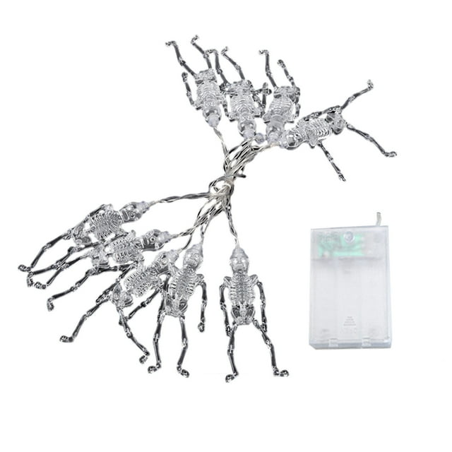 SDNall Halloween Decorations Outdoor Lights, Battery-Operated Skeleton String Lights with 10 LEDs for Halloween Party, Garden and Yard