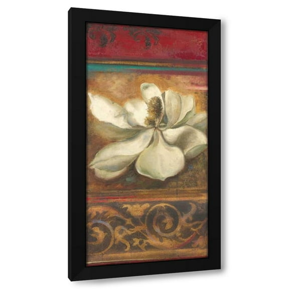 Patricia Pinto 9x14 Black Modern Wood Framed Wall Art Titled - Red Eclecticism with Magnolia