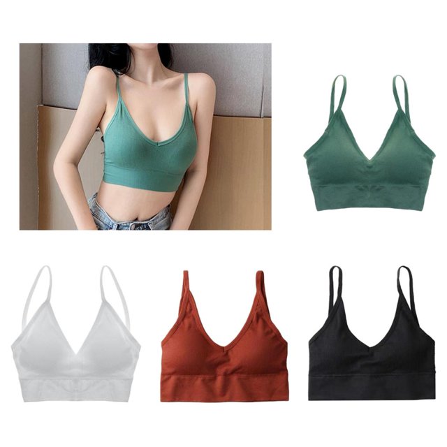 4x sin costuras acolchado con cuello en V Colco Chaleco bralette de algodón para mujer
