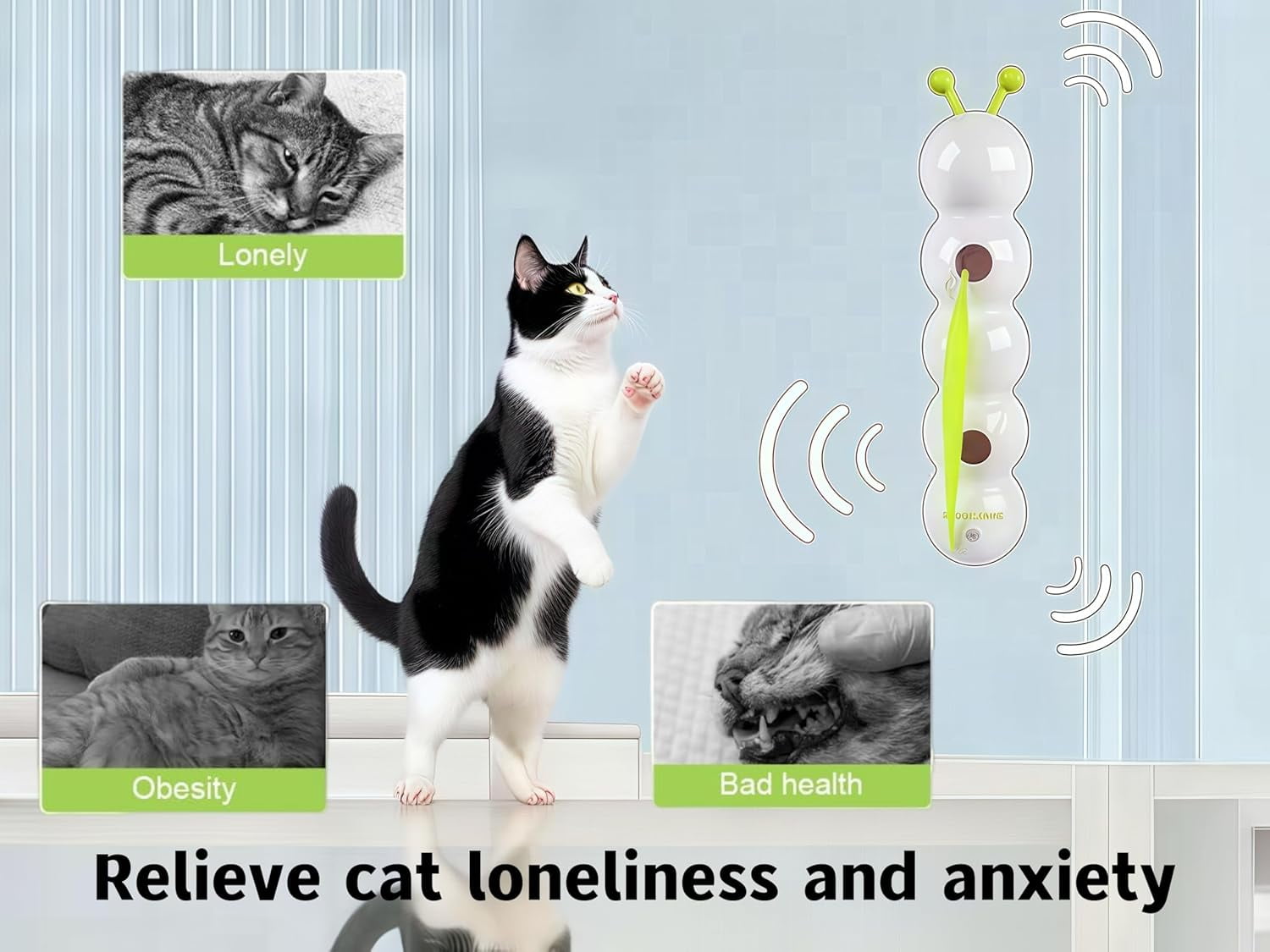Interactive Cat Feather Toy, Automatic Fluffy Tail Teaser with Motion Sensor， Bite Resistant, Automatic Kitten Toys for Bored Cats for All Ages Indoor Cat （XX）