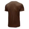 thumbnail image 5 of YYDGH Mens Short Sleeve Crew Neck T-Shirt Contrast Trim Knit Slim-Fit Tees Top Brown L, 5 of 5