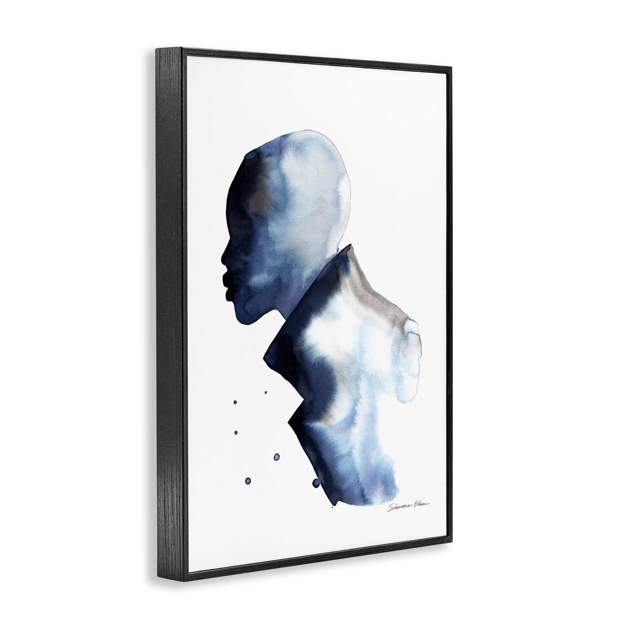 Stupell Industries Feeling Blue Portrait Silhouette Black Framed Giclee Art, design by Simone Elum