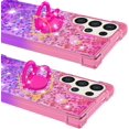 thumbnail image 6 of for Samsung Galaxy S25 Ultra (Not S25) Quicksand Case with Ring Kickstand, Girls Women Bling Cute Glitter Flowing Liquid Floating Sparkle Cover for Samsung Galaxy S25 Ultra. JB-Pink Purple, 6 of 14