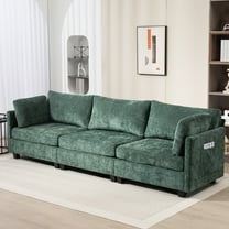 111.42" Corduroy Sofa,3 Seater Sofa with Extra Deep Seats,Upholstered Couch with Side Pocket for Living Room,Apartment,Office,Dark Green