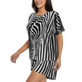 thumbnail image 3 of Womens Pajama Sets With Pocket, Optical Zebra Illusion Lounge Sets Short Sleeve Sleepwear PJ Sets for Women, 3 of 6