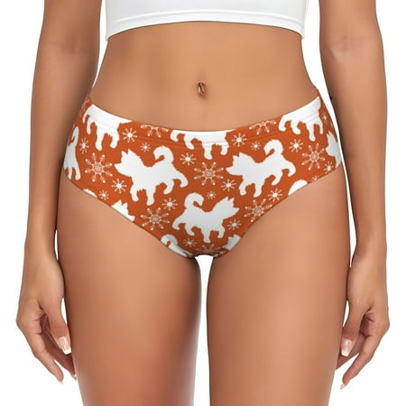 Goofa Christmas Snowflake Dog Pattern Women s Cotton Underwear Brief Underwear Ladies Panties- Soft  Comfortable  and Stretchy Underwear-4X-Large