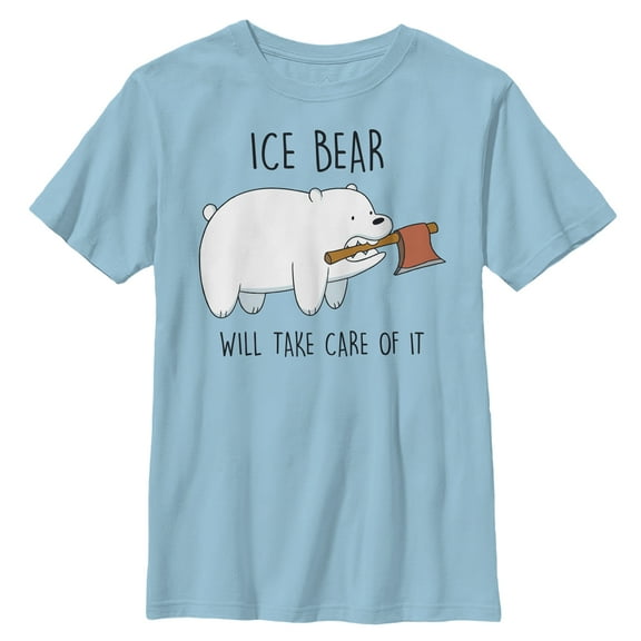 Boy's We Bare Bears Ice Bear Will Take Care of It  Graphic Tee Light Blue Medium