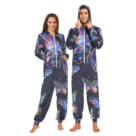 Butterflies Colorful Adult Unisex Onesie Pajamas Slim Fit One Piece Suit Pjs Sleepwear Pajama Jumpsuit