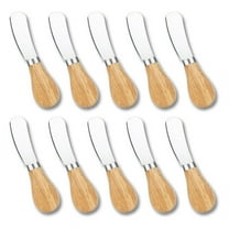 10Pcs Cheese Spreader Knives, Mini Butter Knife with Wooden Handle, Stainless Steel Set