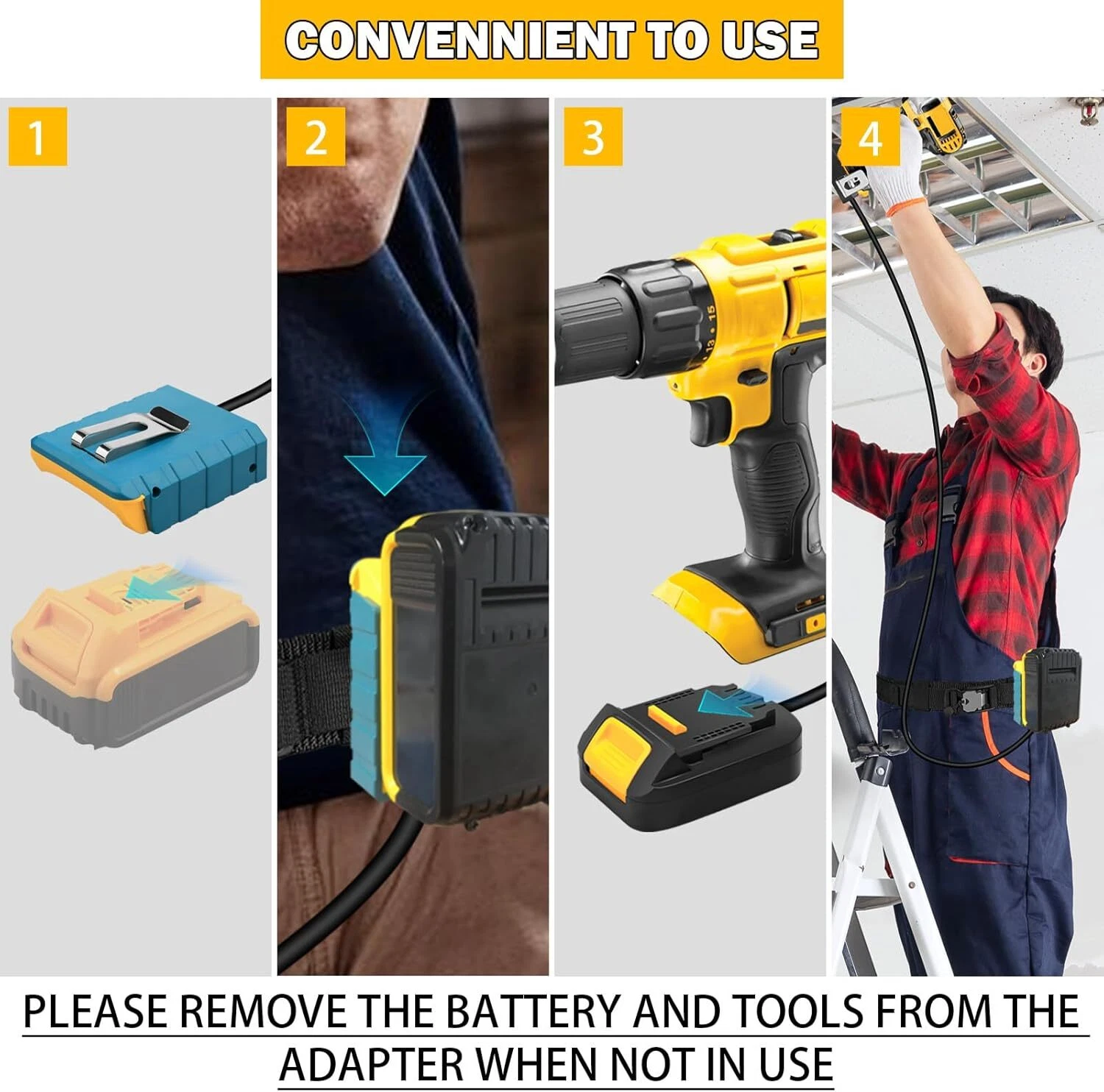 Battery Extension Cord for Dewalt 20V Tool Belt Battery Adapter with 4.9FT Cable