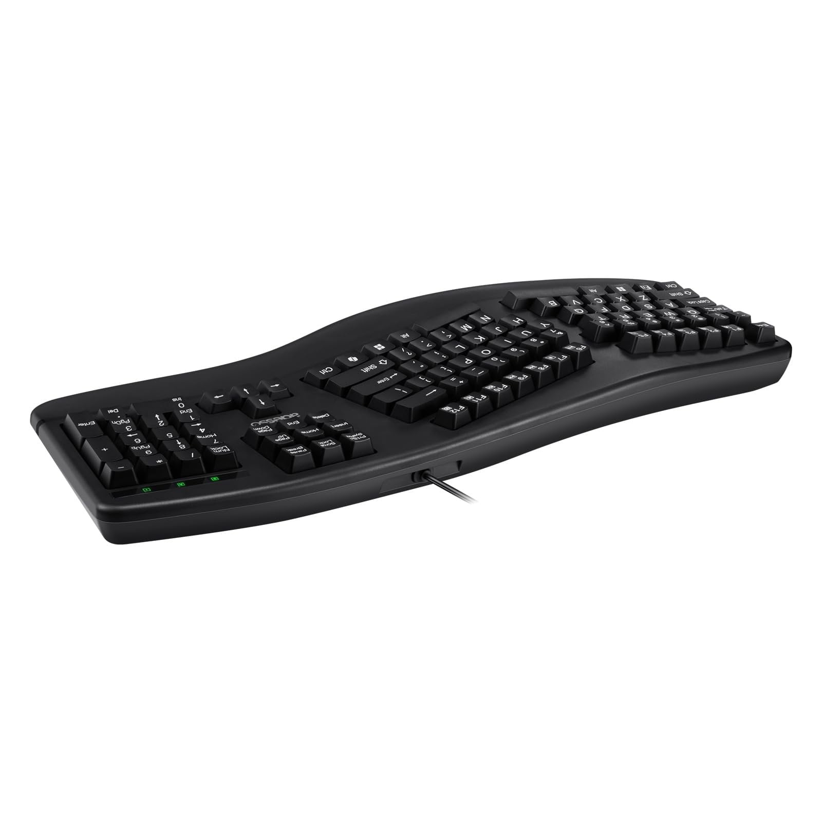 Adesso EasyTouch 150 Ergonomic Wired Mechanical Keyboard with Cherry MX Brown Switches, Integrated Palm Rest, Dedicated CoPilot AI Hotkey, Full-Sized Layout with Numeric Pad for Comfortable Typing