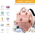 thumbnail image 2 of Bolsa de pañales con cambiador, mochila impermeable 3 en 1 para pañales de bebé con cambiador plegable, mochila de viaje grande para bebé niña, rosa melocotón, 2 of 5