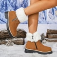 thumbnail image 5 of Lovzfmll Winter Boots for Women, Plus Size Faux Fur Ankle Low Heel Winter, Low Heel Round Toe Snow Booties Warm Casual Brown Boots, 5 of 9