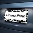 thumbnail image 5 of 1pc Black and White Cow Print 2-Hole License Plate Frame, Aluminum Material, 6x12 Inches with Screw Set, Retro Novelty Car Decoration Gift, Standard US License Plate Size, 5 of 7