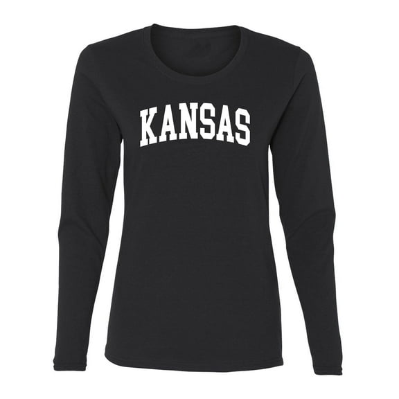 Wild Bobby State of Kansas College Style Women Graphic Long Sleeve Tee