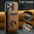 thumbnail image 6 of for iPhone 15 Pro Wallet Case with Removable Card Holder, 360° Rotation Ring Kickstand RFID Blocking PU Leather Magnetic Clasp Shockproof Rugged Phone Case Cover for Women Men,Brown, 6 of 10