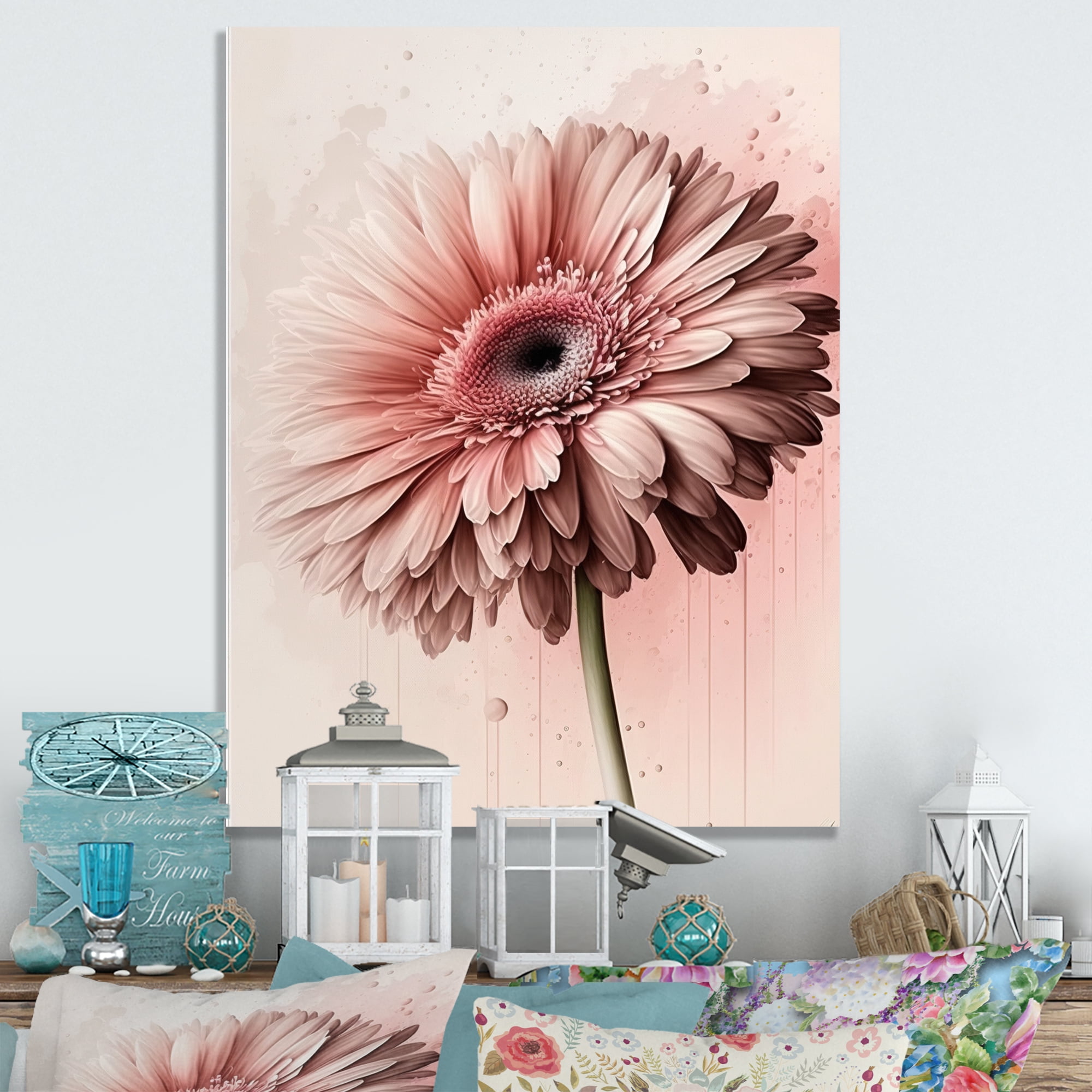 Designart Pink Gerbera Flowers II Canvas Wall Art