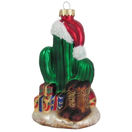 christmas cactus in santa hat with gifts holiday glass christmas cactus in santa hat with gifts holiday glass