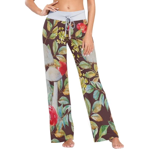 GZHJMY Women's Pajama Pants Watercolor Autumnal Pattern Comfy Stretch Sleepwear Womens Wide Leg Pants Casual Loose Yoga Sweatpants Comfy Lounge Pajama, X-Large