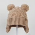 thumbnail image 3 of Children's Winter Hats Knit Winter Beanie Hats with Double Pom Ear Flaps Cap Soft Warm Winter Knit Cap for Boys, 3 of 3