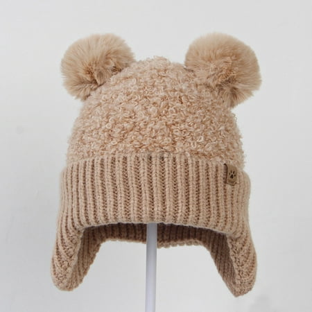 

Gubotare Baby Hats With Bows Infant Baby Girls Boys Soft Warm Knit Hat Kids Winter Hat With Fleece Earflap Scarf Hood Hat Khaki One Size