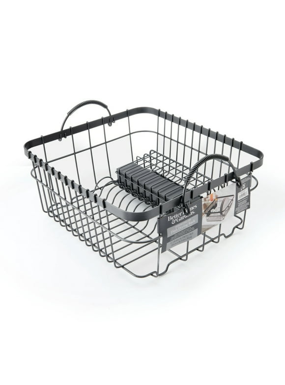 BHG Metal Dish Rack with Caddy Antique Gray