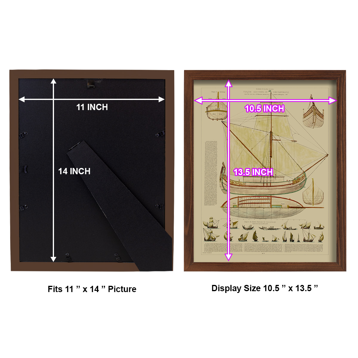 Antique Ship Plan I -Framed Print w/glass-Chestnut