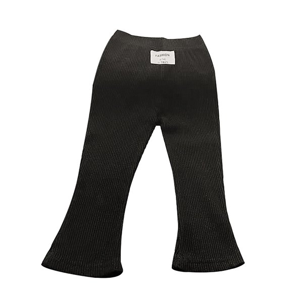 CPNG Toddler Girl Flare Pants Baby Girl Cotton Leggings Bell Bottoms Thin Pants Solid Color Bell Bottoms Trousers(Black,12-18 Months)
