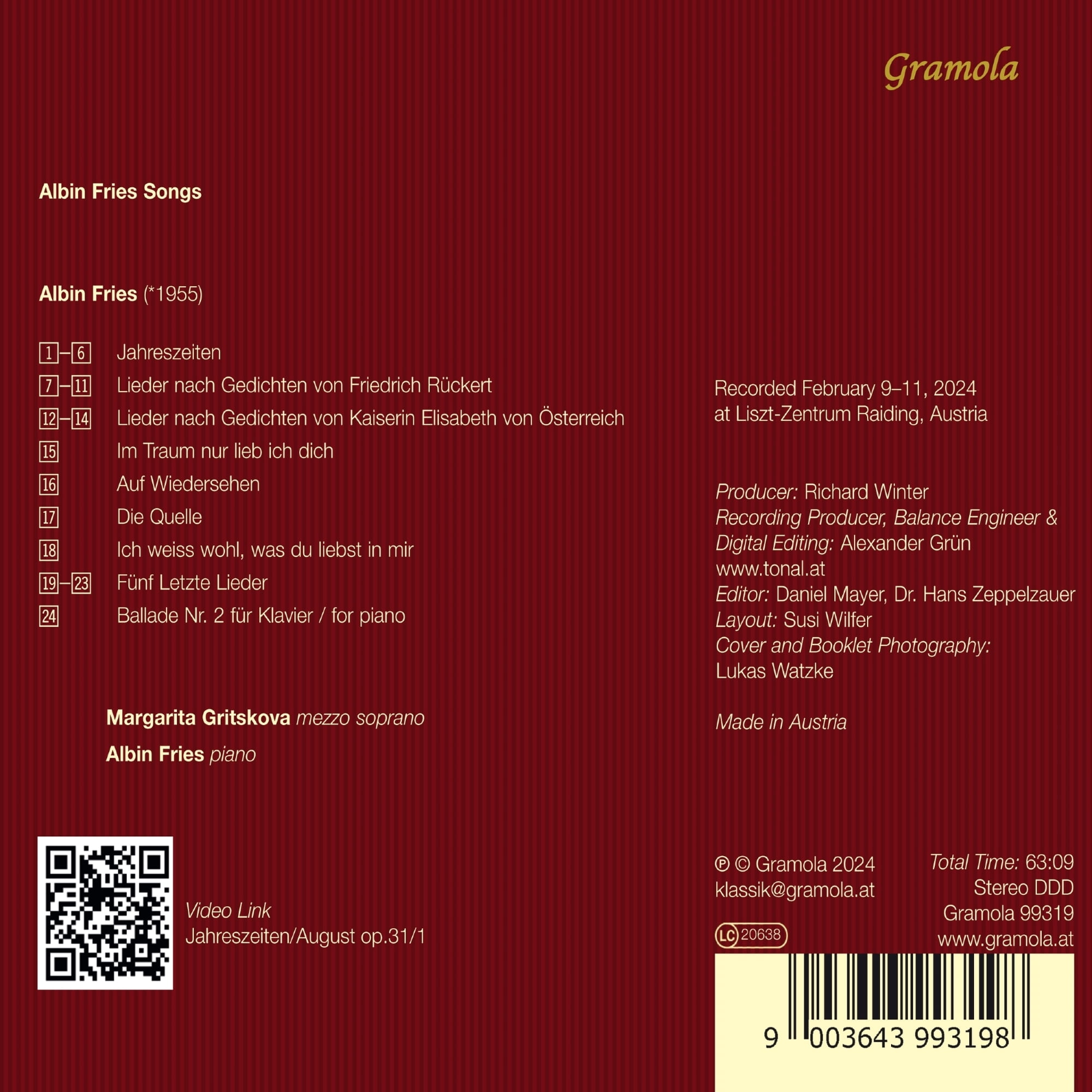 Albin Fries - Fries: Songs - Music & Performance - CD