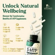 5 Hydroxytryptophan Capsules - 200mg per Serving 5 HTP Supplement Plus Calcium for Brain Health & Sleep Support, Extra Strength Griffonia Simplicifolia 5-HTP Formula, 5HTP, USA Bottled - 120 Capsules