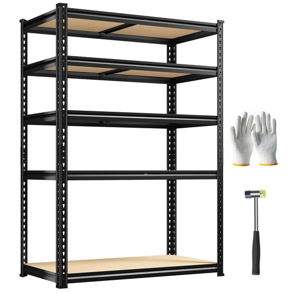Exenoray 5-Tier Storage Shelves Heavy Duty Garage Shelving Unit 2300Lbs Adjustable Metal Storage Rack for Pantry Kitchen Basement, 72"H Black