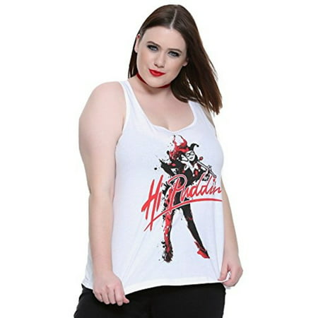 DC Comics Harley Quinn Hi Puddin' Women's Girls White Top Tank Top Tee T-Shirt Top Plus