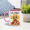 thumbnail image 2 of Hello Fall Yorkshire Terrier Football Welcome Autumn with Leaves Pumpkins 11oz Accent Two-tone Mug Yorkie Dog Lover Gifts Coffee Tea Cup - 00012, 2 of 5