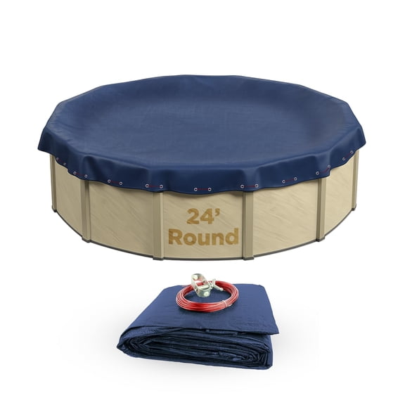 Buffalo Blizzard Round Deluxe Blue/Black Winter Swimming Pool Cover, 24'