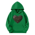 thumbnail image 2 of BRGZLK Kids Oversized Hooded Sweatshirt Boys Girls Trendy Leopard Heart Graphic Casual Long Sleeved Pullover Hoodies with Pocket Green 13-14 Years, 2 of 4