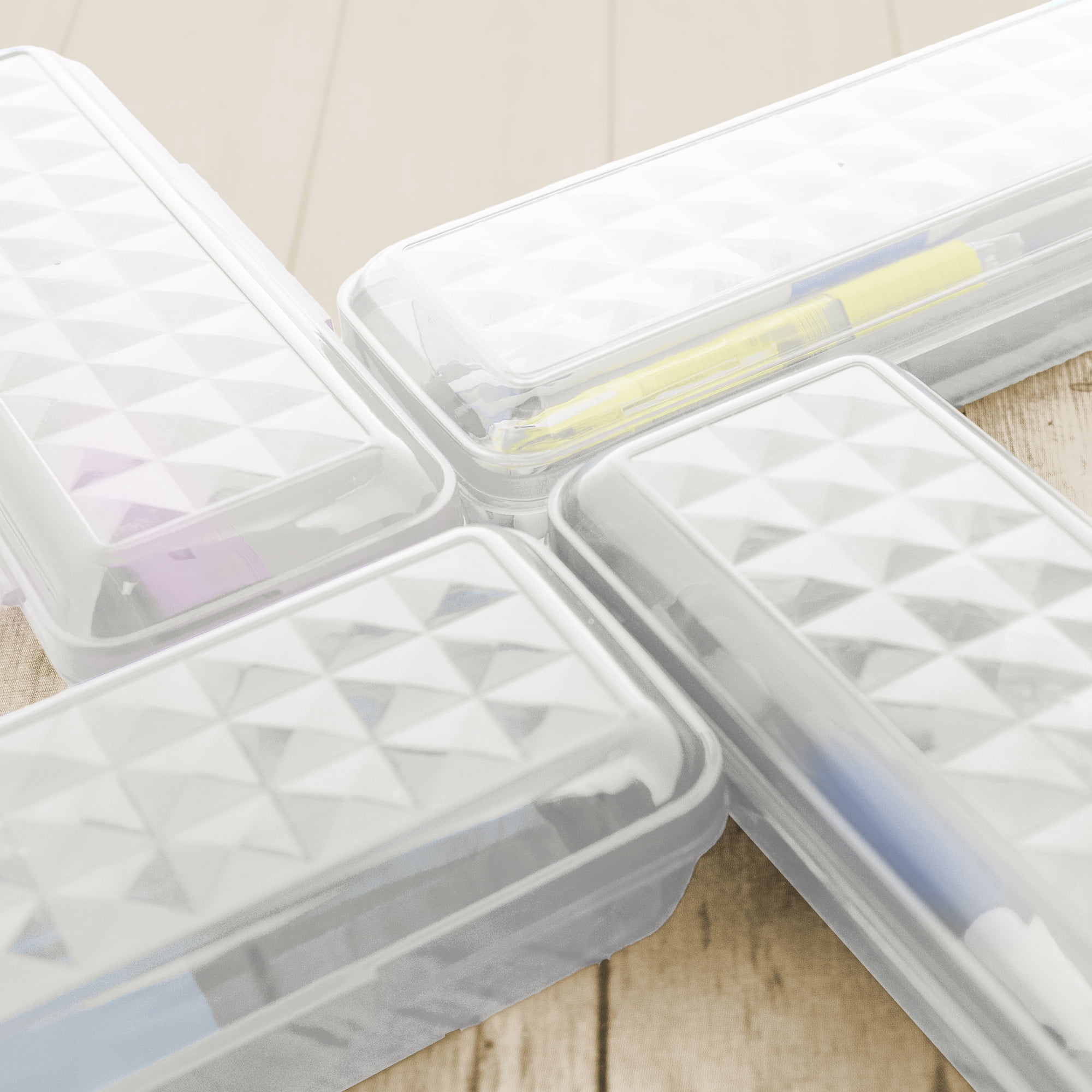 BAZIC Plastic Pencil Case 8" Storage Box, Clear Color, Translucent Organizer, 24-Pack