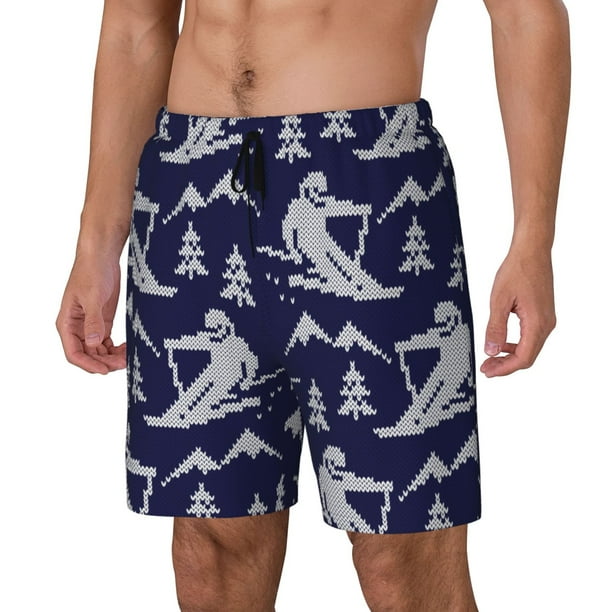 Balery Abstract Skiing Bañador para hombre, shorts de playa de secado rápido con entrepierna y forro de compresión-3X-Large