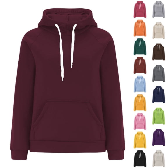 Women's Classic Pullover Hoodie, Kangaroo Pocket Casual Sweatshirt for Everyday Comfort, Soft and Warm for Relaxed Loungewear and Street Style-JN