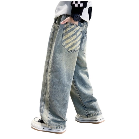 TAIAOJING Toddler Boys Cargo Trousers Fully Elastic Waist Pants For Children Regular Fit Age 4 12 Years Leisure 6-7Y