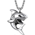 thumbnail image 1 of Men Shark Necklace, Gothic Fish Charm With Wheat Chain-55+5cm Adjustable, Stainless Tone G, 1 of 5