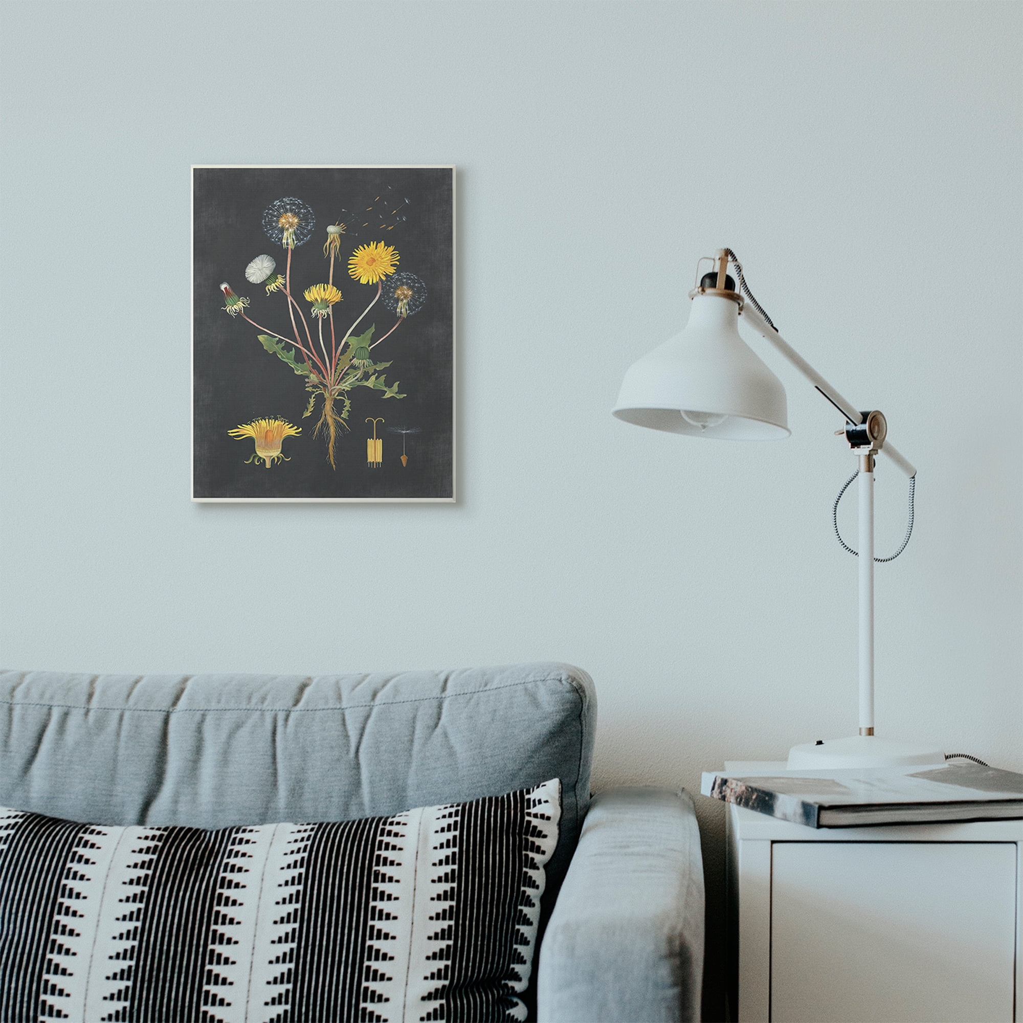 Stupell Industries Botanical Drawing Dandelion On Black Design Wall Plaque by Lettered and Lined
